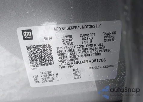 2024 Chevrolet Tahoe 4Wd Lt from USA, damaged, VIN 1GNSKNKD4RR381786